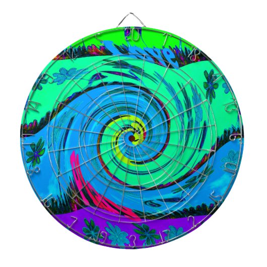 Cool I Love Hawaii: Floral Pop Patroon Design Dartbord (Voorkant)