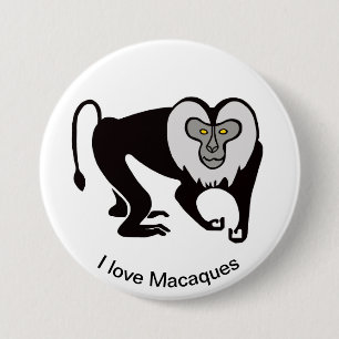 Cool I love MACAQUES - Wilde dieren - Aap Ronde Button 7,6 Cm