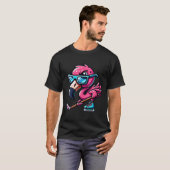Cool Ice Hockey Flamingo With Attitude T-shirt (Voorkant volledig)
