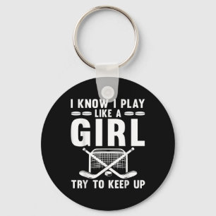 Cool ijshockey voor vrouwen meisjes veldhockey lie sleutelhanger