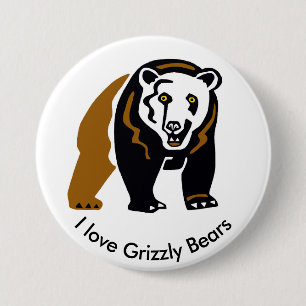 Cool Ik hou van GRIZZLY Beren - Wildlife - Natuur Ronde Button 7,6 Cm
