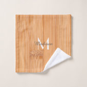 Cool imprimé bois de bambou brun clair Monogramme (Gant de toilette)