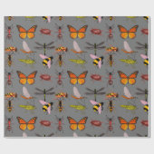 COOL INSECT GRAY MATTE Wrapping Paper Cadeaupapier (Vlak)