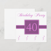 Cool Invitations de fête du 40e anniversaire (Devant / Derrière)