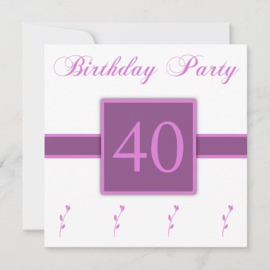 Cool Invitations de fête du 40e anniversaire (Devant)