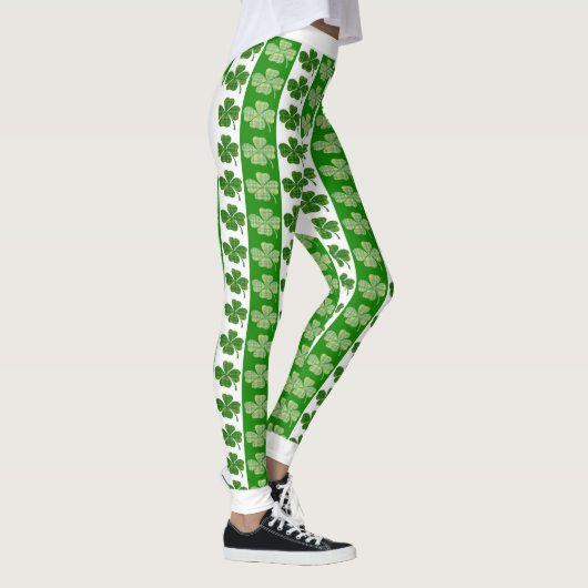 Cool Irish Shamrock Bright White Heart Leggings (Rechts)
