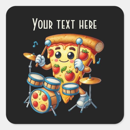 Cool Jam out pizza feest Vierkante Sticker (Voorkant)