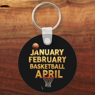 Cool Januari Februari Basketbal April Design Sleutelhanger
