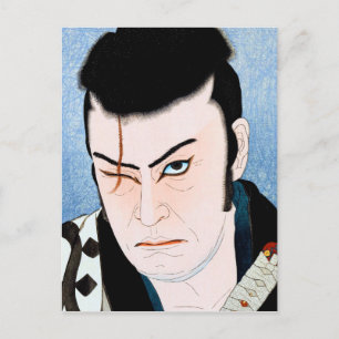 Cool japan Kabuki Actor samurai Scar portret Briefkaart