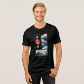 Cool Japanese Great Wave Red Sun Panel Tri-Blend Shirt (Voorkant volledig)