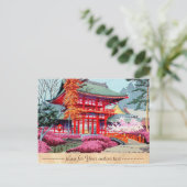 Cool japanese Red Temple Spring Asano Takeji Briefkaart (Staand voorkant)