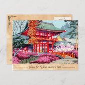 Cool japanese Red Temple Spring Asano Takeji Briefkaart (Voorkant / Achterkant)