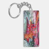 Cool japanese Red Temple Spring Asano Takeji Sleutelhanger (Voorkant Links)