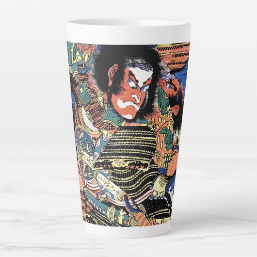 Cool japanese ukiyo-e legendarische strijder samur latte mok (Voorkant)