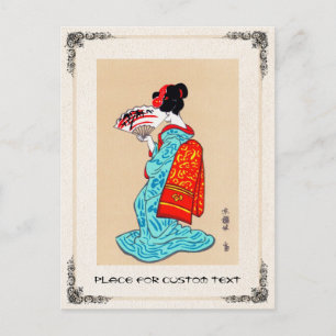Cool japans klassieker geisha lady kimono fan briefkaart