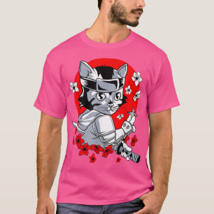 Cool Japans Samurai Cat Katana Ninja Kat Kawai T-shirt