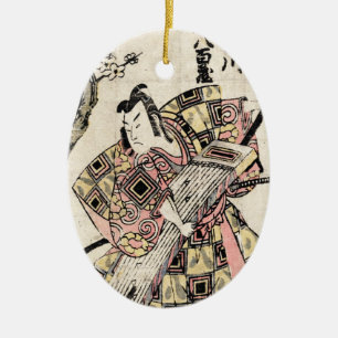 Cool japans  samurai ukiyo-e scroll keramisch ornament