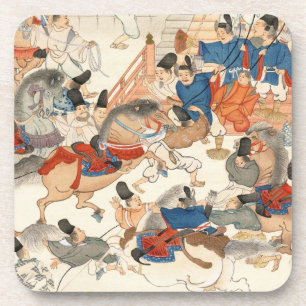 Cool-japans -ukio-e-paardenriders cavalerie onderzetter