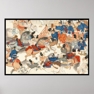 Cool-japans -ukio-e-paardenriders cavalerie poster