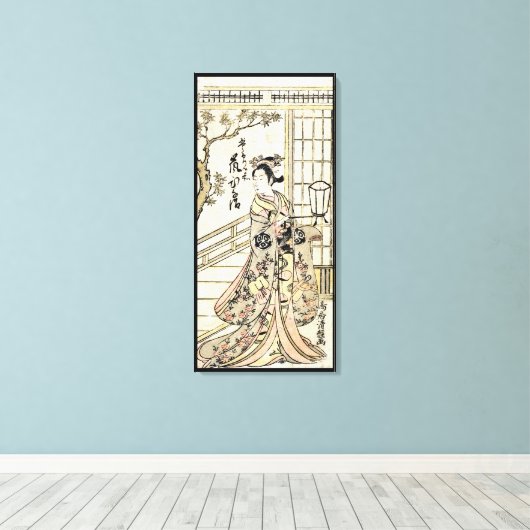Cool japans ukiyo-e geisha lady scroll canvas afdruk (Insitu (Houten vloer))