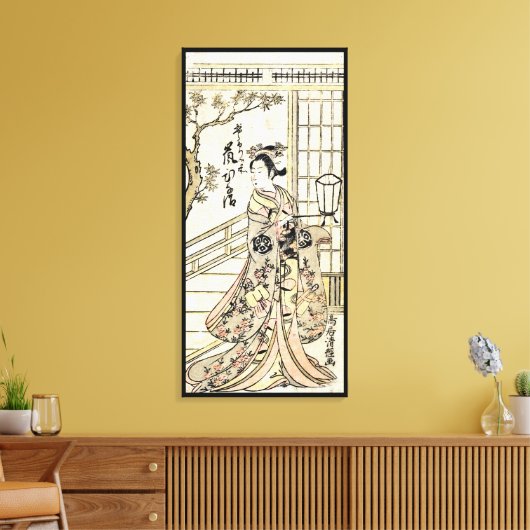 Cool japans  ukiyo-e geisha lady scroll canvas afdruk (Insitu (Woonkamer))