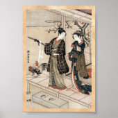 Cool japans  ukiyo-e scroll twee geisha poster (Voorkant)
