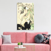 Cool japans  ukiyo-e scroll twee geishas canvas afdruk (Insitu (Woonkamer))