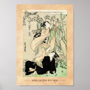 Cool japans  ukiyo-e scroll twee geishas poster