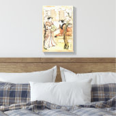 Cool japans  ukiyo-e twee geisha scroll canvas afdruk (Insitu (Slaapkamer))