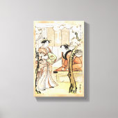 Cool japans  ukiyo-e twee geisha scroll canvas afdruk (Voorkant)