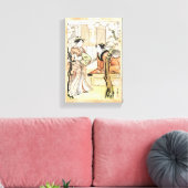 Cool japans  ukiyo-e twee geisha scroll canvas afdruk (Insitu (Woonkamer))