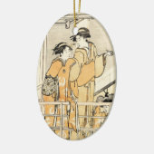 Cool japans ukiyo-e twee geishaktscroller keramisch ornament (Links)