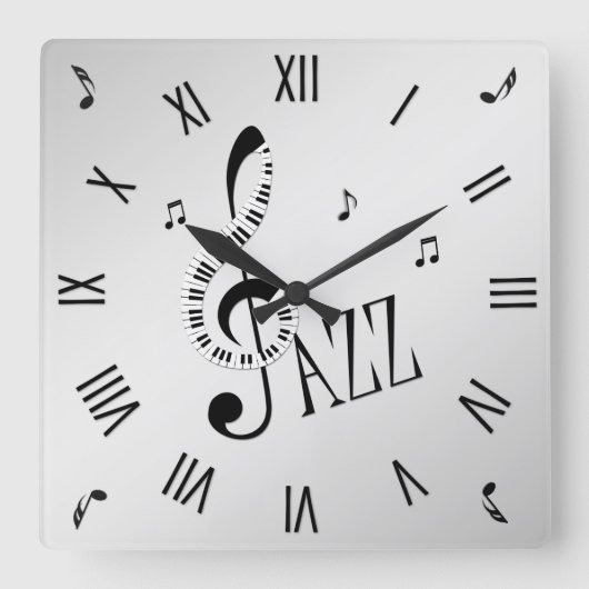 Cool Jazz Roman Numerals Vierkante Klok (Voorkant)