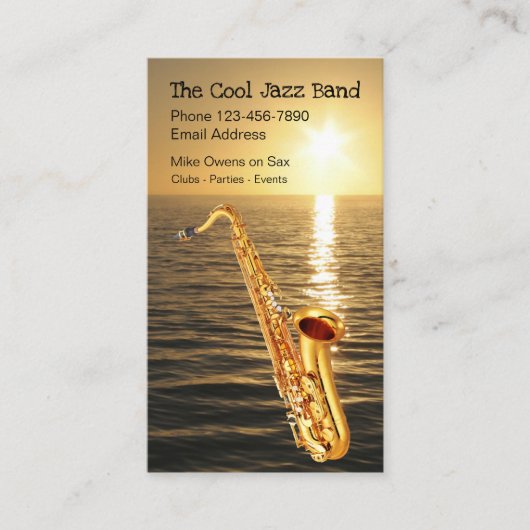 Cool Jazz Sunset Saxophone Theme Visitekaartje (Voorkant)