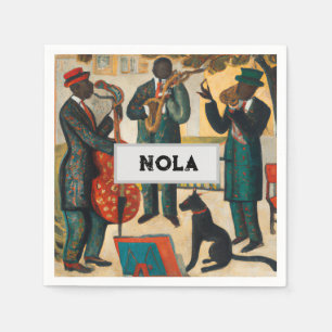 Cool Jazz Trio in NOLA Paper Napkin Servet