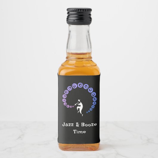 Cool Jazz Trompet Muzikant Blauwe Muziek Verjaarda Likeurfles Etiket (Voorkant)