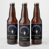 Cool Jazz Trumpet Muzikant Blauw Lila Bierlabel Bier Etiket (Flessen)