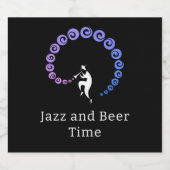 Cool Jazz Trumpet Muzikant Blauw Lila Bierlabel Bier Etiket (Enkel label)