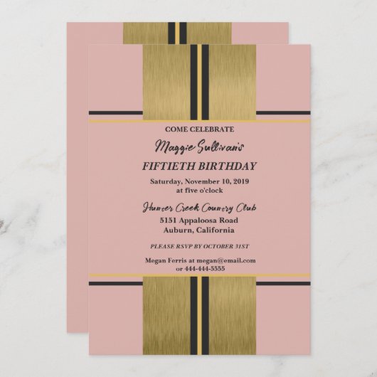 Cool Jazzy Gold Invitation (Devant / Derrière)