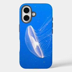 Cool Jellyfish Tentacles Bright Blue Water iPhone 16 Hoesje