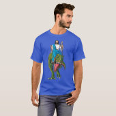 Cool Jesus Riding Dinosaur Funny Christelijke Dino T-shirt (Voorkant volledig)