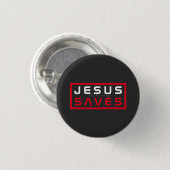 Cool Jesus Saves Ronde Button 3,2 Cm (Voorkant /achterkant)