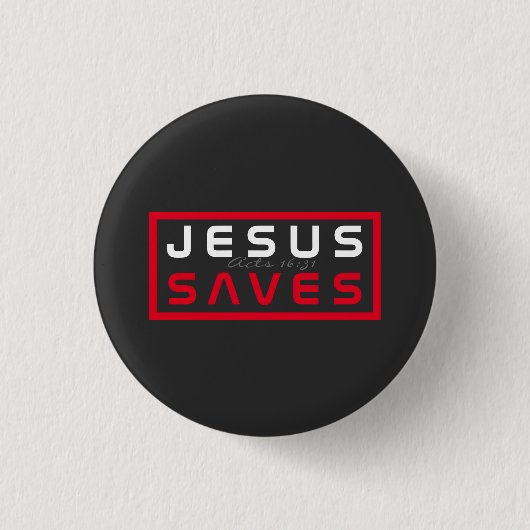 Cool Jesus Saves Ronde Button 3,2 Cm (Voorkant)