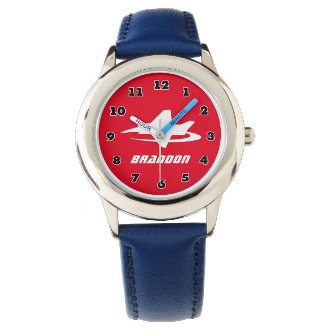 Cool jet fighter kind horloge met aangepaste jonge (Voorkant)