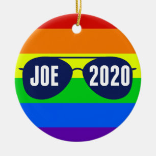 Cool Joe Biden 2020 regenboogzonnebril Keramisch Ornament
