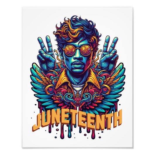 Cool Juneteenth Black History Month Angel Freedom  Foto Afdruk (Voorkant)
