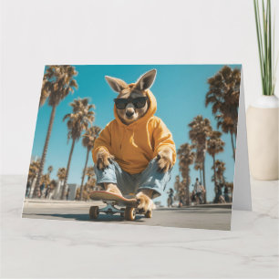 Cool Kangaroo in zonnebril op een skateboard Kaart