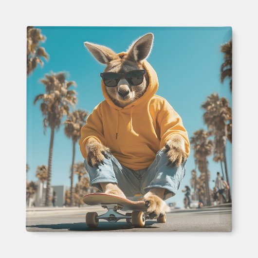 Cool Kangaroo in zonnebril op een skateboard Magneet (Voorkant)