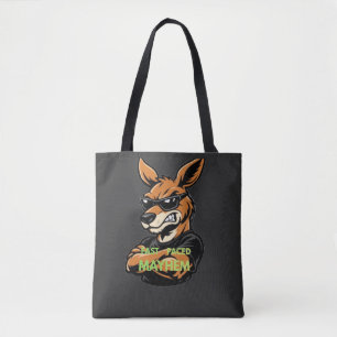 Cool Kangaroo Snel Tempo Chaos Zwarte T-Shirt Draagtas