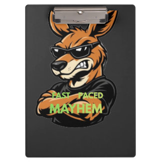 Cool Kangaroo Snel Tempo Chaos Zwarte T-Shirt Klembord